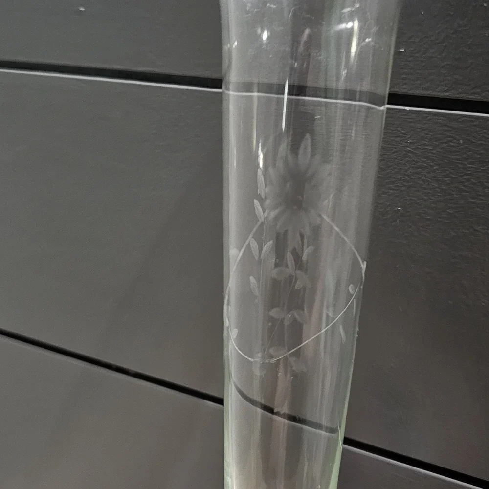 Vintage Sterling Silver Etched Glass Bud Vase Duchin 9.5 inches Floral Design